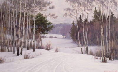 Woodland Trail in Winter by Boris Walentinowitsch Scherkow